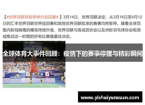 全球体育大事件回顾：疫情下的赛事停摆与精彩瞬间